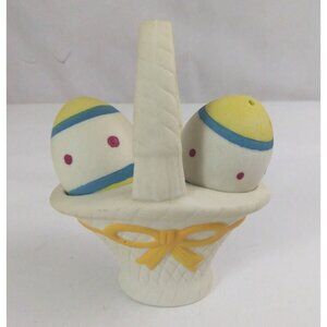 1998 Hermitage Pottery Bisque Basket Of Easter Eggs Salt & Pepper Shaker Set